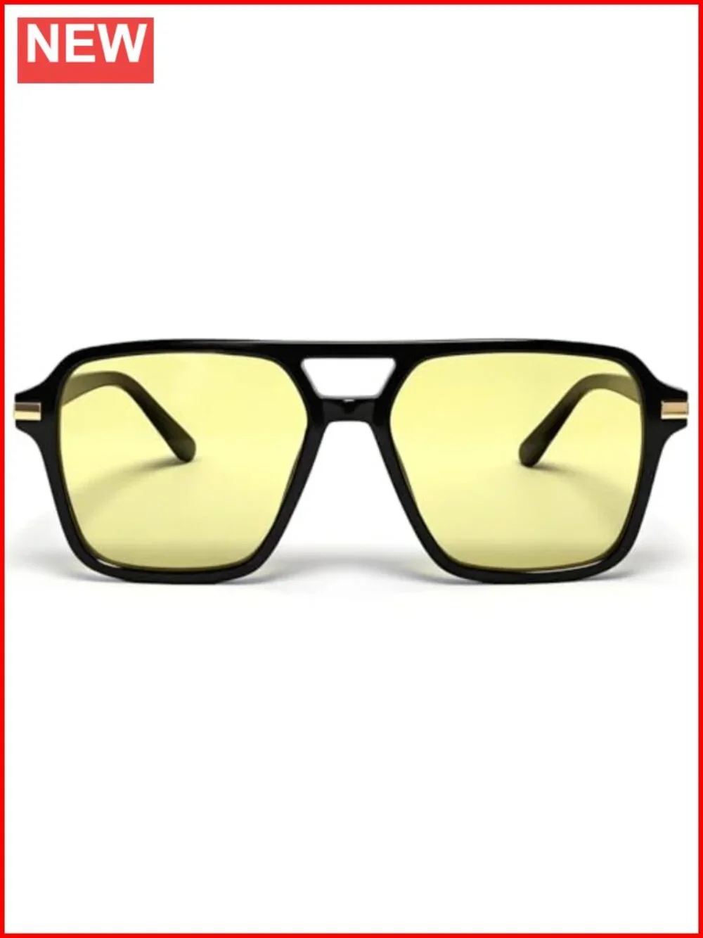 Oversized Square Aviator Sunglasses Flat Top Shades Night Vision